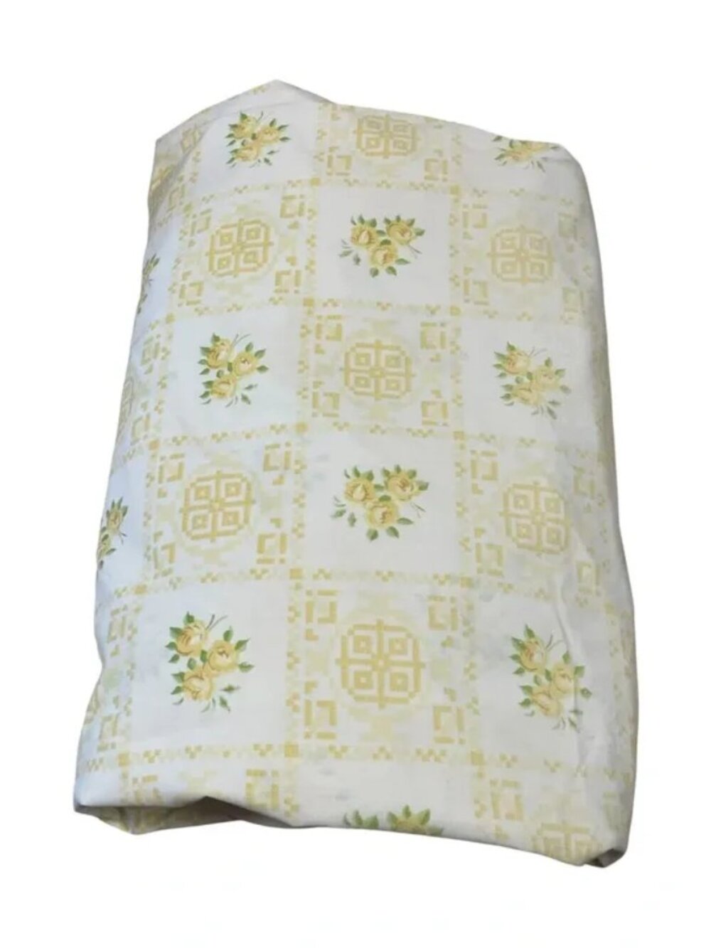 Vintage Cannon Royal Family Twin Fitted Bed Sheet Yellow Flower Power Floral Cot
